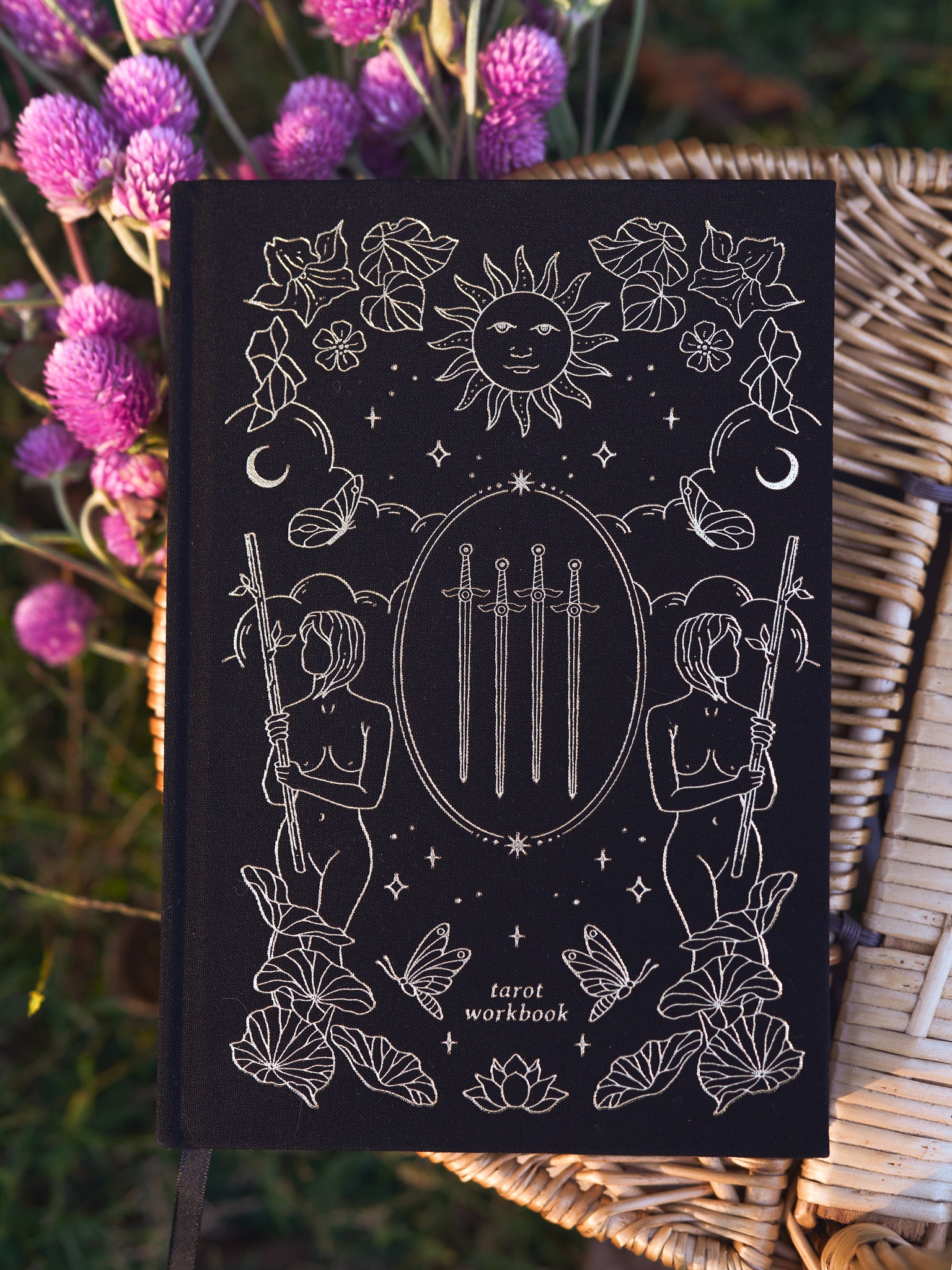 Linen Hardcover Tarot Workbook: Gold Foil Embossed Journal