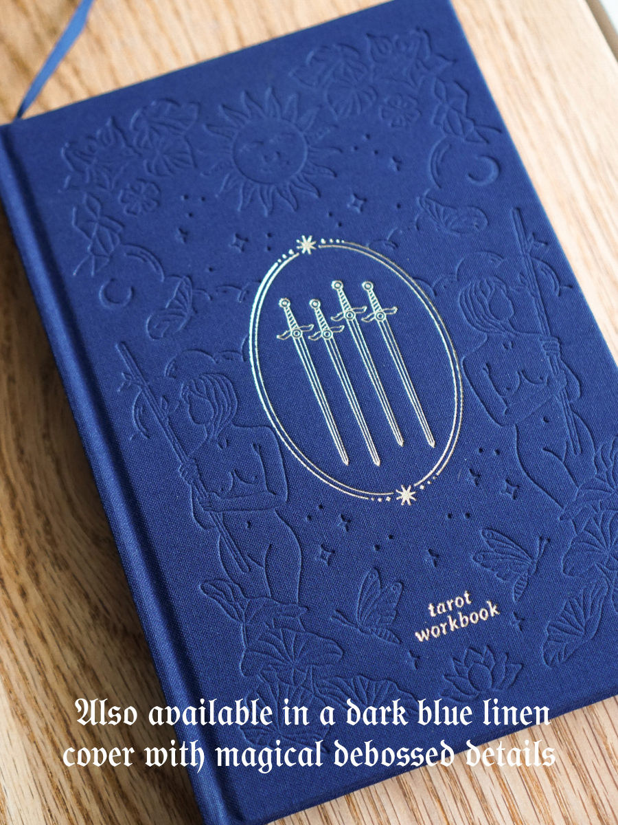 Linen Hardcover Tarot Workbook: Gold Foil Embossed Journal