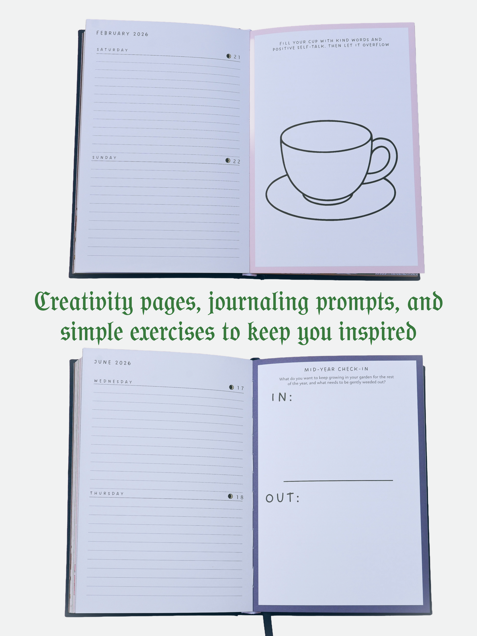 Moon Journal - 2026 Planner- Vintage green edition