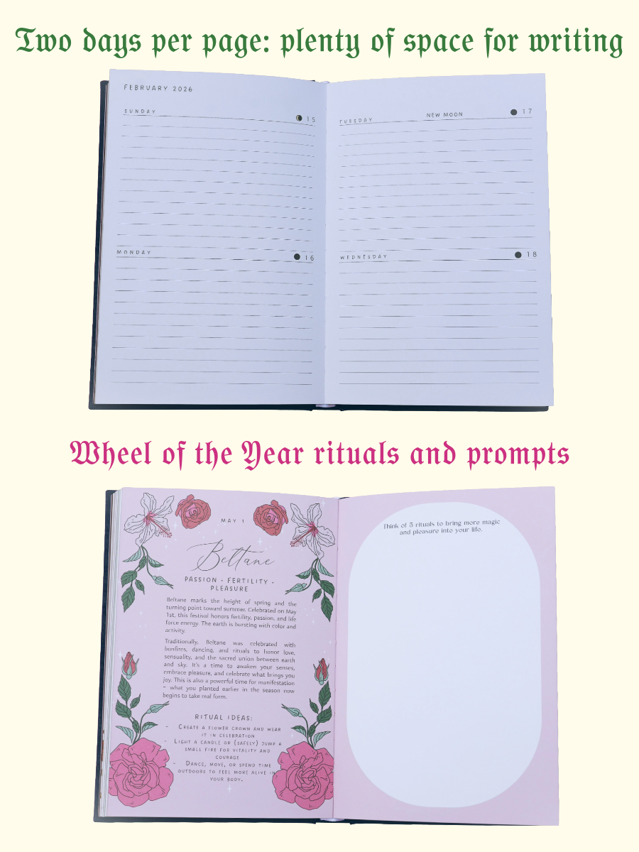 Moon Journal - 2026 Planner- Vintage green edition